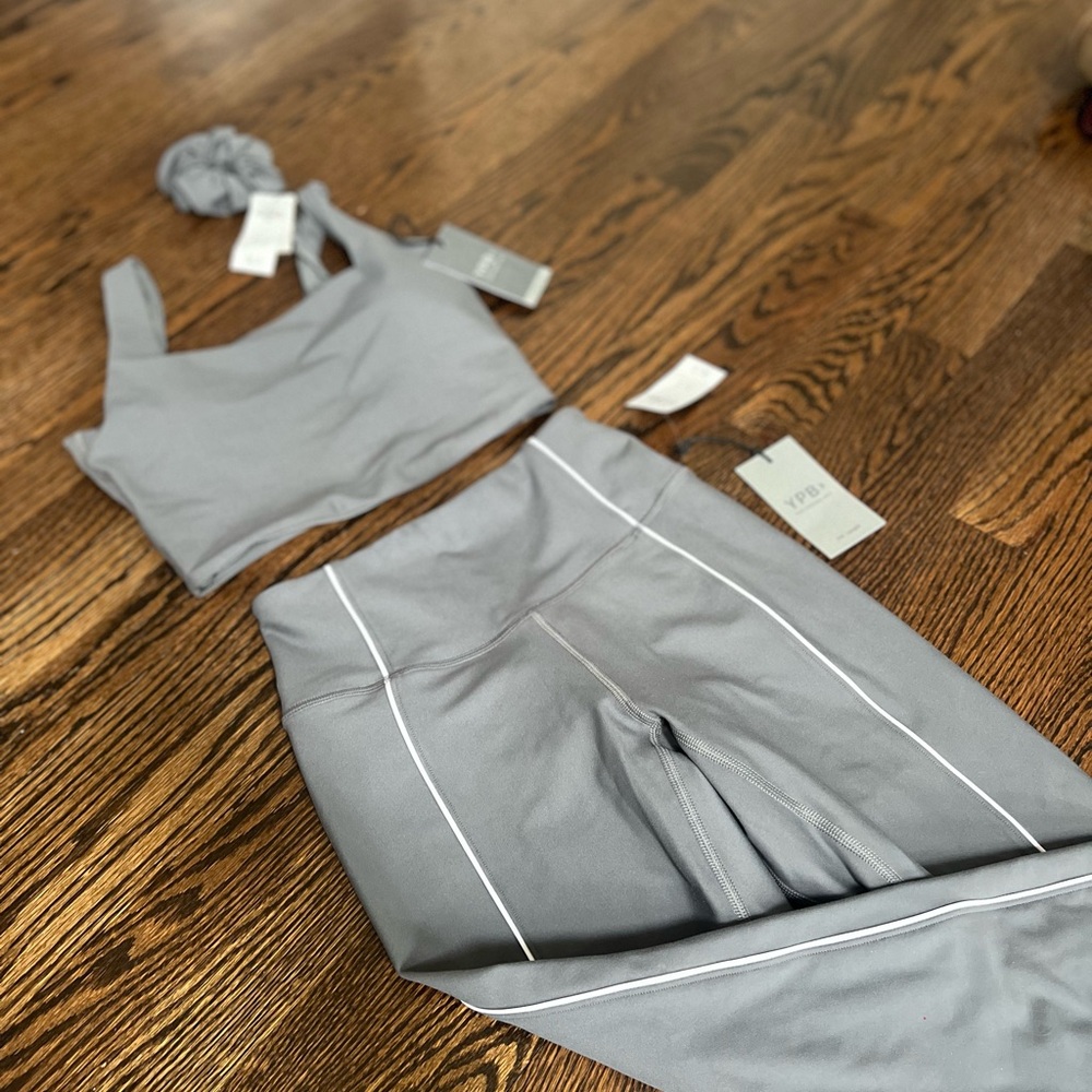 NWT! Tank, Legging, Scrunchie YPB Gray - Picture 2 of 5